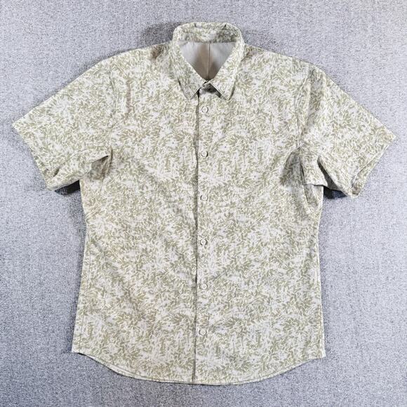 Lululemon Shirt Mens Large Leaf Print Athletic Airing Easy Casual Ripstop - Picture 1 of 12